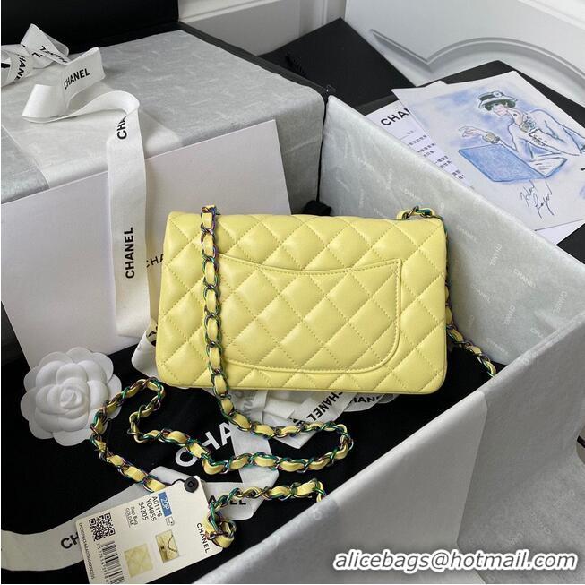 Good Quality Chanel Classic Flap Shoulder Bag Original Sheepskin leather Colors Buckle A01116 Yellow&Blue