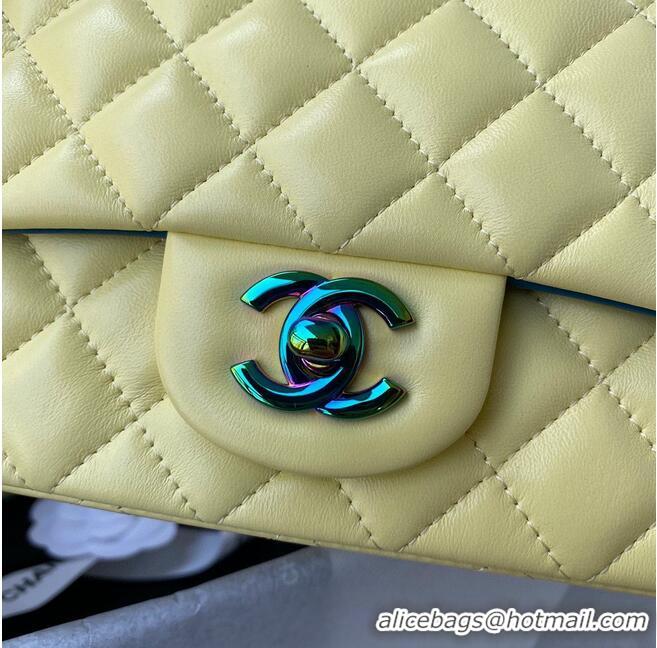 Good Quality Chanel Classic Flap Shoulder Bag Original Sheepskin leather Colors Buckle A01116 Yellow&Blue