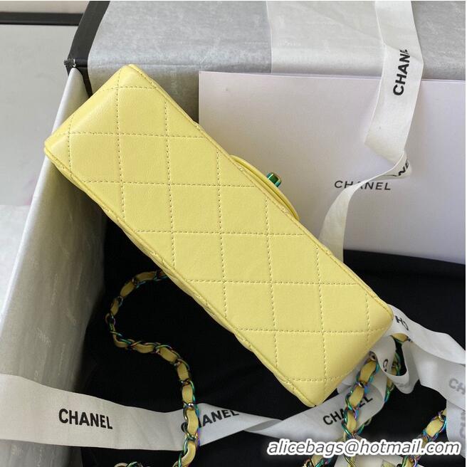 Good Quality Chanel Classic Flap Shoulder Bag Original Sheepskin leather Colors Buckle A01116 Yellow&Blue