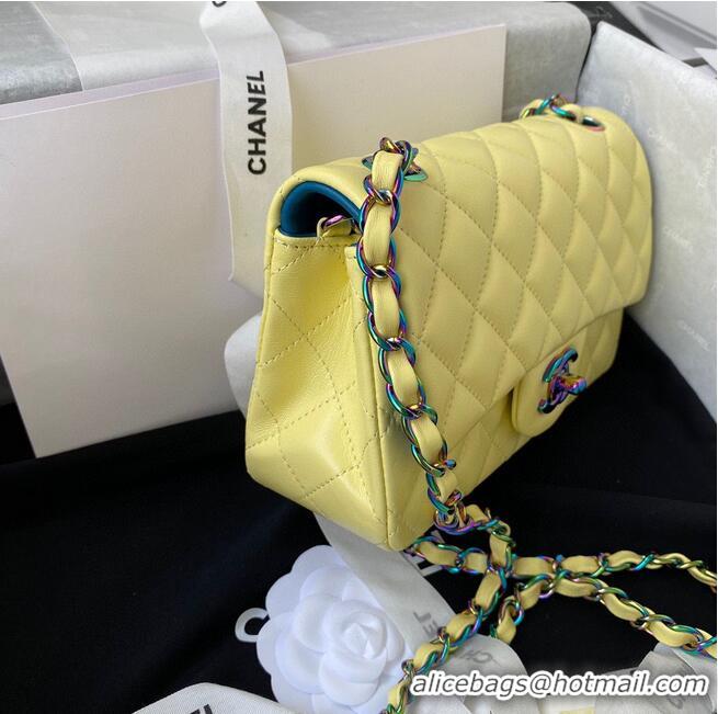 Good Quality Chanel Classic Flap Shoulder Bag Original Sheepskin leather Colors Buckle A01116 Yellow&Blue