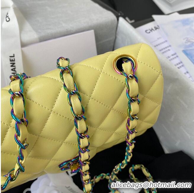 Good Quality Chanel Classic Flap Shoulder Bag Original Sheepskin leather Colors Buckle A01116 Yellow&Blue