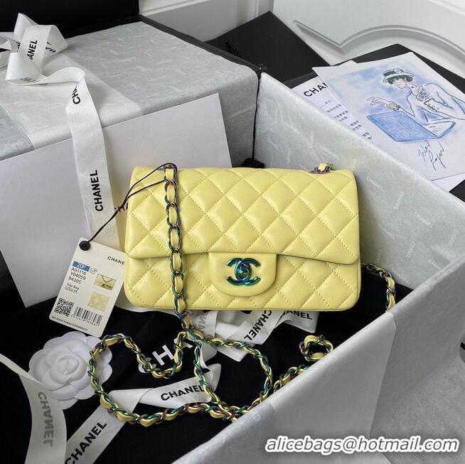 Good Quality Chanel Classic Flap Shoulder Bag Original Sheepskin leather Colors Buckle A01116 Yellow&Blue