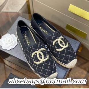 Well Crafted Chanel CC Quilted Canvas Espadrilles 031066 Black 2021