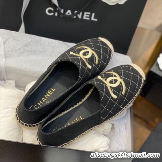 Well Crafted Chanel CC Quilted Canvas Espadrilles 031066 Black 2021