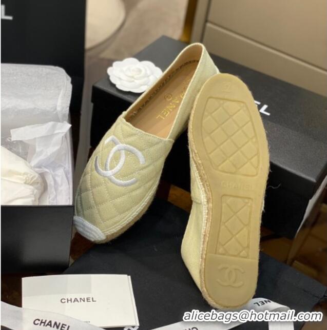 Luxury Cheap Chanel CC Quilted Canvas Espadrilles 031066 Beige 2021