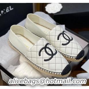 Luxury Chanel CC Quilted Leather Espadrilles 031066 White 2021