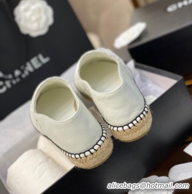 Luxury Chanel CC Quilted Leather Espadrilles 031066 White 2021