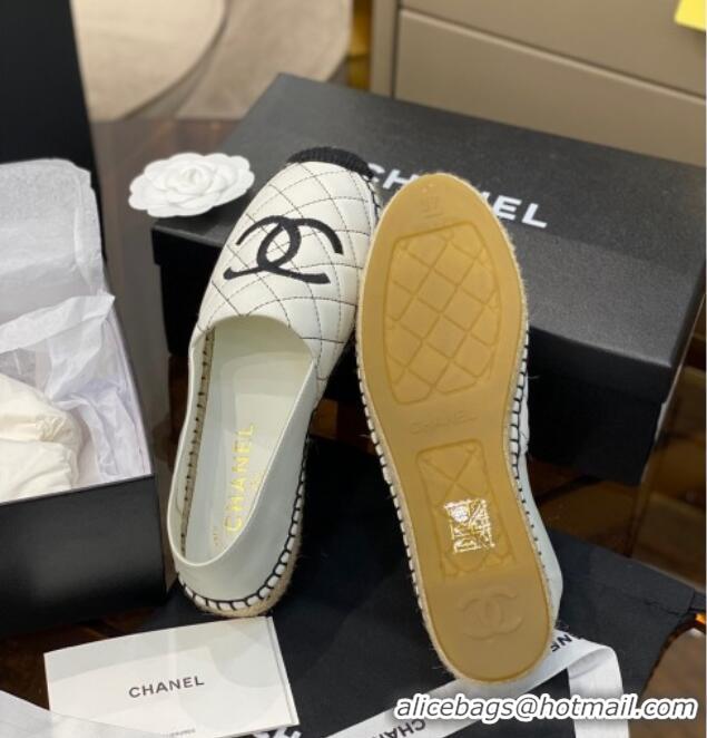 Luxury Chanel CC Quilted Leather Espadrilles 031066 White 2021