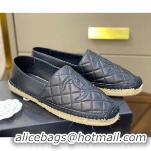 Best Luxury Chanel CC Quilted Lambskin Espadrilles 031070 Black 2021