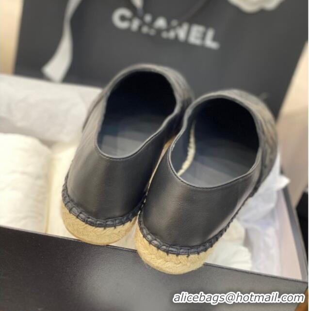 Best Luxury Chanel CC Quilted Lambskin Espadrilles 031070 Black 2021