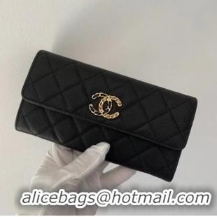 Promotional Chanel Calfskin Leather & Gold-Tone Metal Wallet AP1895 Black