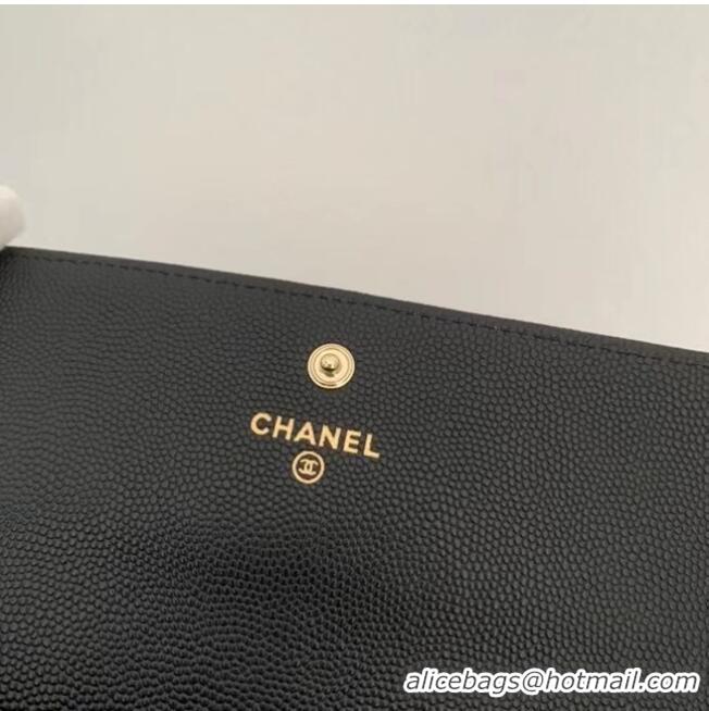 Promotional Chanel Calfskin Leather & Gold-Tone Metal Wallet AP1895 Black