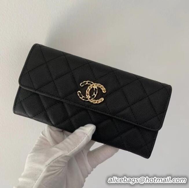 Promotional Chanel Calfskin Leather & Gold-Tone Metal Wallet AP1895 Black