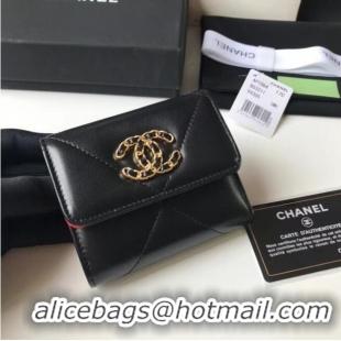 Buy Cheapest CHANEL 19 Wallet AP1064 Black