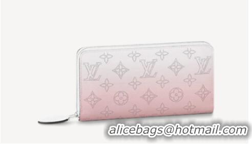 Best Price Louis Vuitton Mahina leather ZIPPY WALLET M80490 Gradient Pink