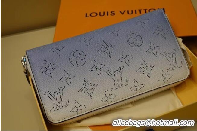 Best Discount Louis Vuitton Mahina Leather ZIPPY WALLET M80490 Gradient blue