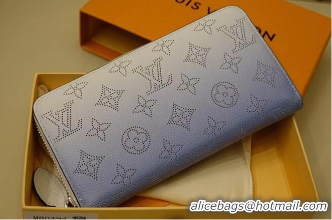 Best Discount Louis Vuitton Mahina Leather ZIPPY WALLET M80490 Gradient blue