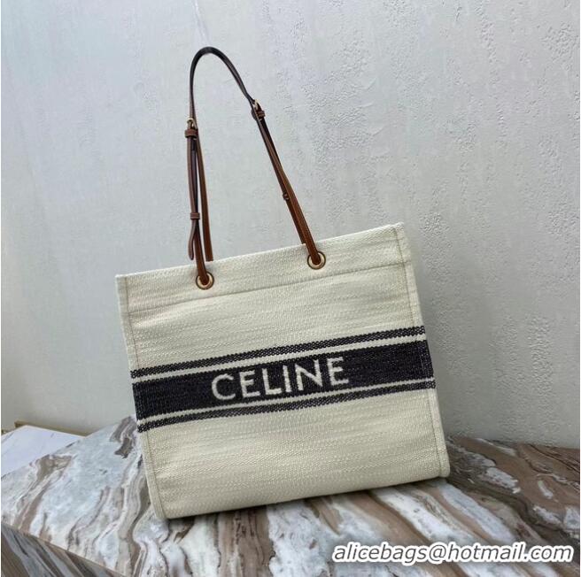 Good Quality Celine SQUARED CABAS CELINE IN PLEIN SOLEIL TEXTILE AND CALFSKIN 192172 Black