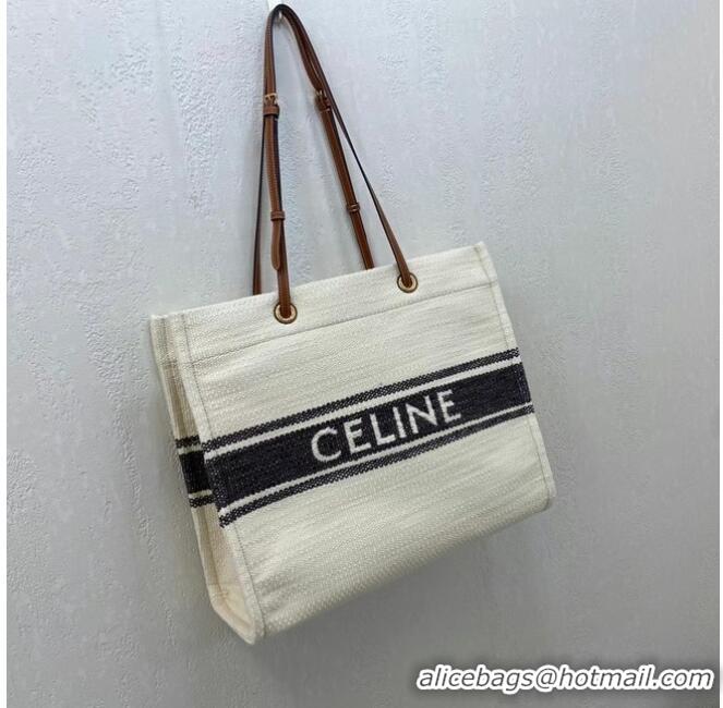 Good Quality Celine SQUARED CABAS CELINE IN PLEIN SOLEIL TEXTILE AND CALFSKIN 192172 Black