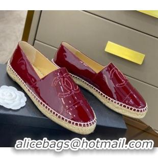 Low Price Chanel CC Patent Leather Espadrilles 031085 Burgundy 2021