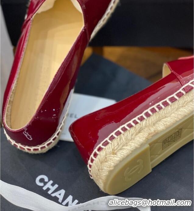 Low Price Chanel CC Patent Leather Espadrilles 031085 Burgundy 2021