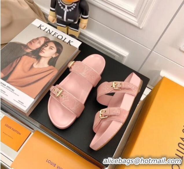 Discount Louis Vuitton Bom Dia Denim Flat Sandals 031148 Pink 2021