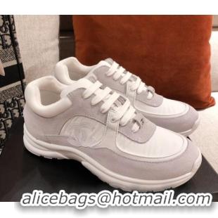 Perfect Chanel Suede Sneakers 031178 Light Grey 2021