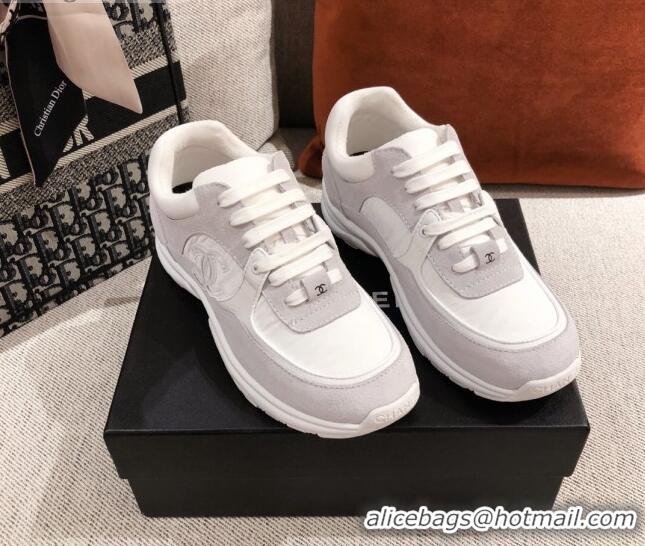 Perfect Chanel Suede Sneakers 031178 Light Grey 2021