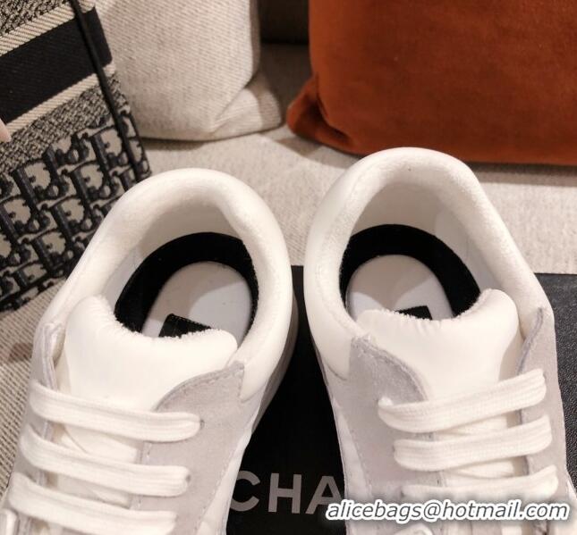 Perfect Chanel Suede Sneakers 031178 Light Grey 2021