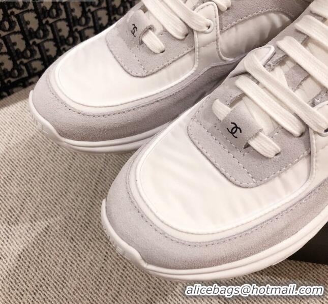 Perfect Chanel Suede Sneakers 031178 Light Grey 2021