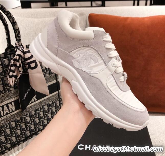 Perfect Chanel Suede Sneakers 031178 Light Grey 2021