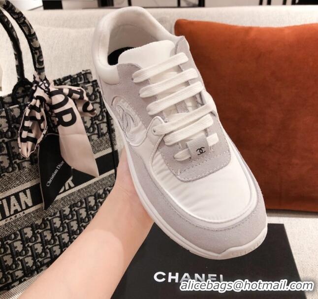 Perfect Chanel Suede Sneakers 031178 Light Grey 2021