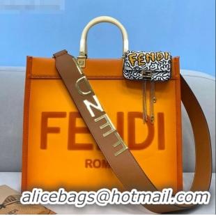 Top Quality Fendi Sunshine Gradient Leather Medium Shopper Bag FD2201 Orange 2021