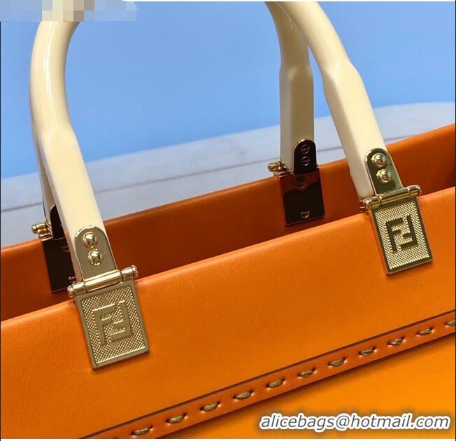 Top Quality Fendi Sunshine Gradient Leather Medium Shopper Bag FD2201 Orange 2021