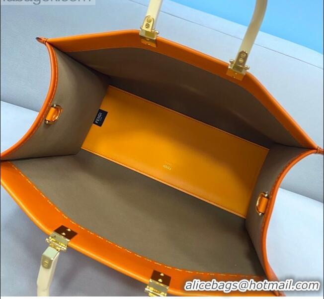 Top Quality Fendi Sunshine Gradient Leather Medium Shopper Bag FD2201 Orange 2021