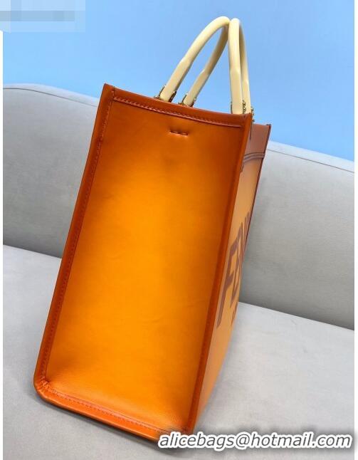 Top Quality Fendi Sunshine Gradient Leather Medium Shopper Bag FD2201 Orange 2021