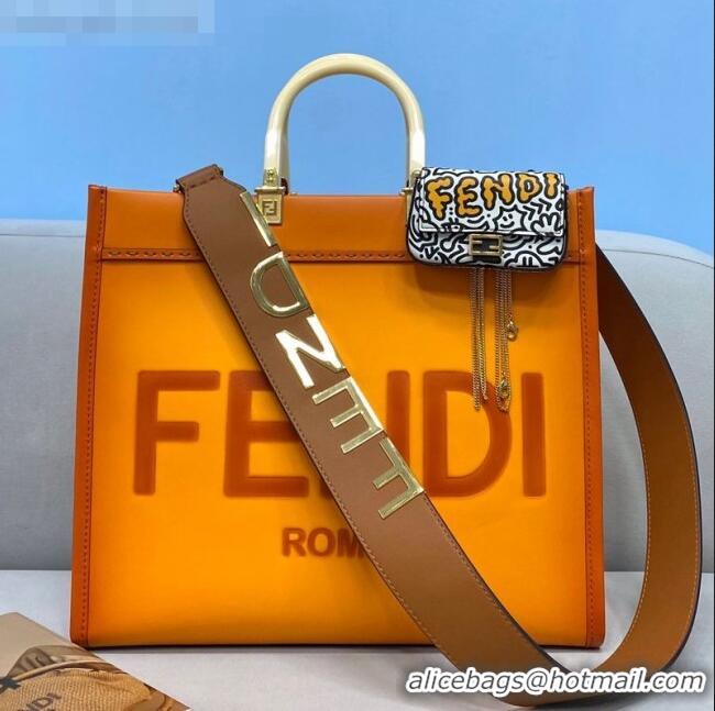 Top Quality Fendi Sunshine Gradient Leather Medium Shopper Bag FD2201 Orange 2021