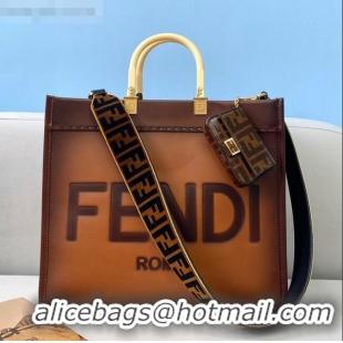 Good Product Fendi Sunshine Gradient Leather Medium Shopper Bag FD2201 Brown 2021