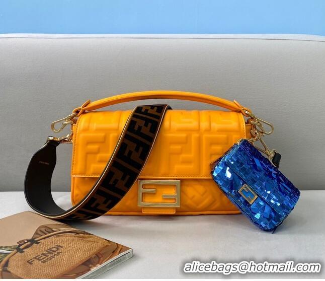 Buy New Cheap Fendi FF Lambskin Baguette Medium Bag FD2214 Orange 2021