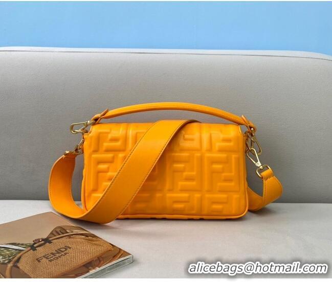 Buy New Cheap Fendi FF Lambskin Baguette Medium Bag FD2214 Orange 2021