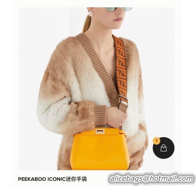 Trendy Design Fendi Peekaboo Iconic Mini Bag in FD2215 Orange Lambskin 2021