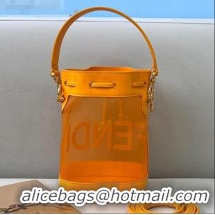 Low Cost Fendi Mon Tresor Mini Bucket Bag in FD2216 Orange Leather and Mesh 2021