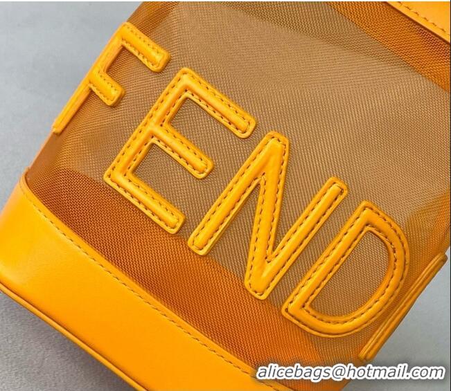 Low Cost Fendi Mon Tresor Mini Bucket Bag in FD2216 Orange Leather and Mesh 2021