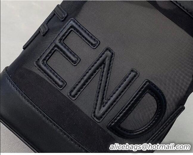 Famous Brand Fendi Mon Tresor Mini Bucket Bag in FD2216 Black Leather and Mesh 2021