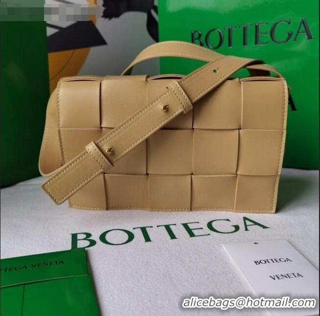 Top Quality Bottega Veneta Cassette Small Crossbody Messenger Bag in Maxi Weave BV2345 Beige 2021