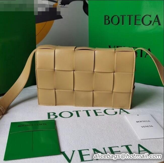 Top Quality Bottega Veneta Cassette Small Crossbody Messenger Bag in Maxi Weave BV2345 Beige 2021