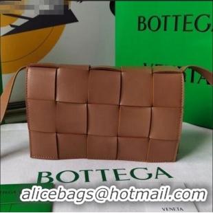 Best Product Bottega Veneta Cassette Small Crossbody Messenger Bag in Maxi Weave BV2345 Caramel Brown 2021