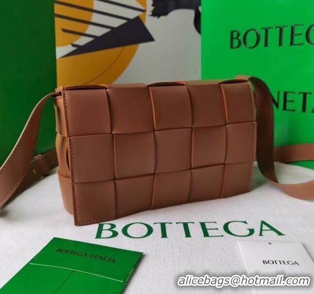 Best Product Bottega Veneta Cassette Small Crossbody Messenger Bag in Maxi Weave BV2345 Caramel Brown 2021