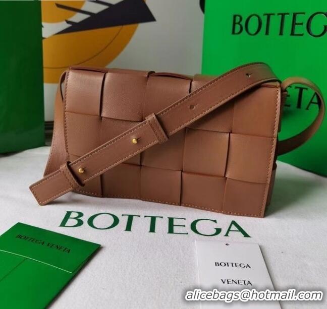 Best Product Bottega Veneta Cassette Small Crossbody Messenger Bag in Maxi Weave BV2345 Caramel Brown 2021