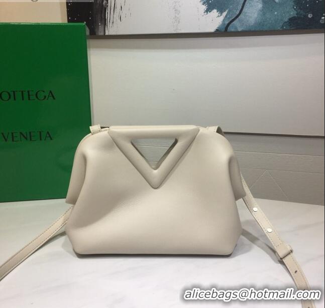 Classic Bottega Veneta Calfskin Small Point Top Handle Bag BV2349 Chalk White 2021